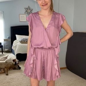 Pink Lily Flowy Romper with Pockets (NWOT)